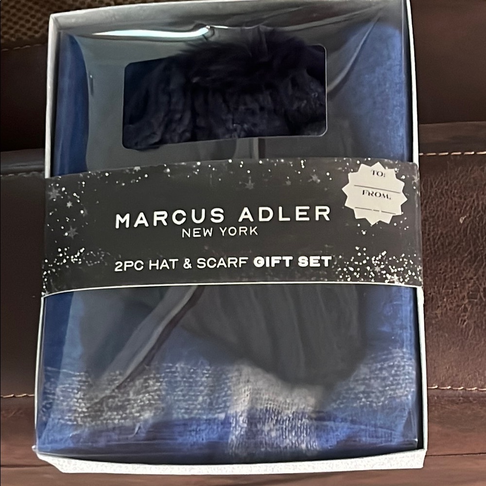 Marcus Adler New York Blue Hat & Scarf Gift Set